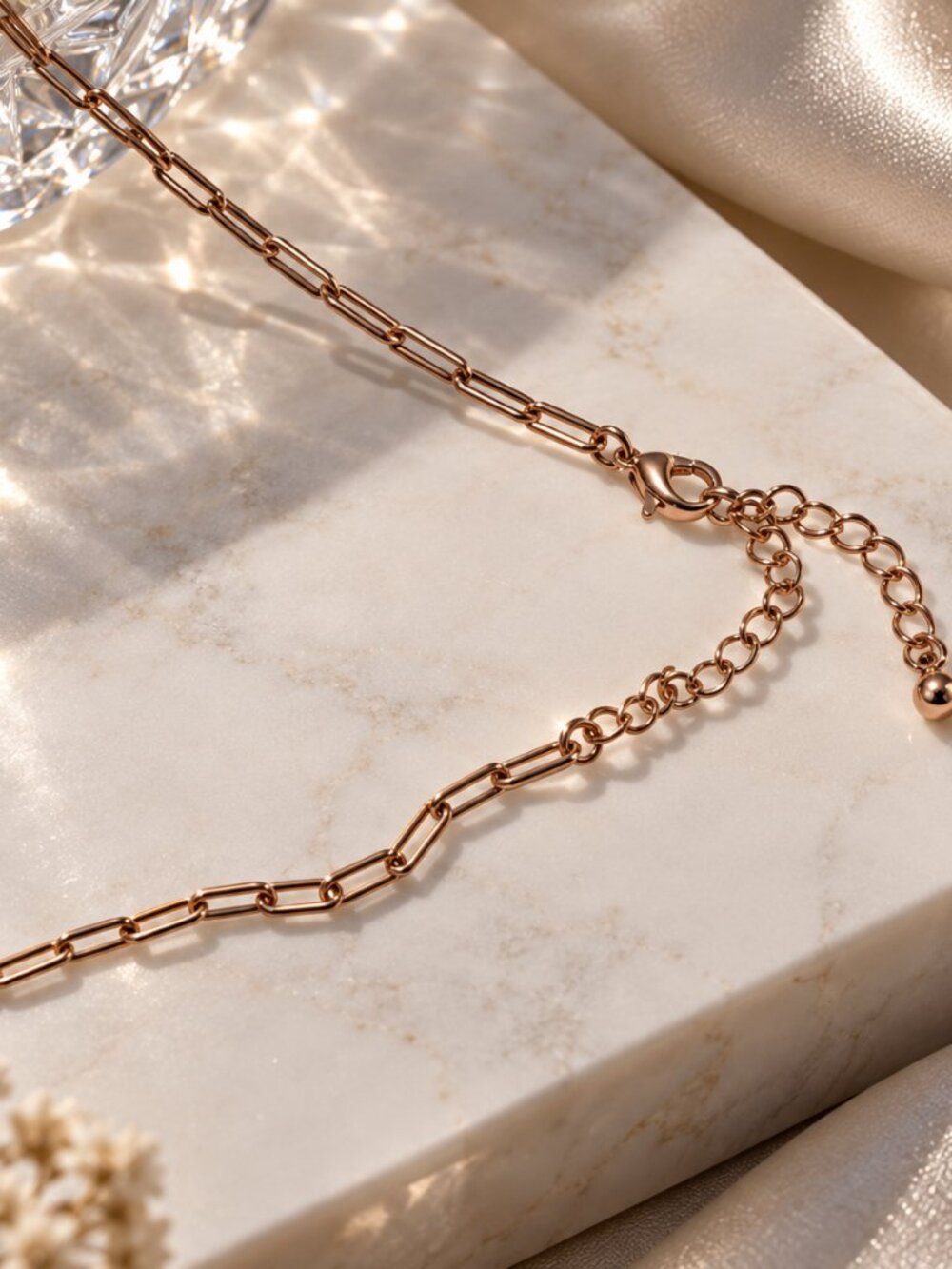 Gold Tone Paperclip & Herringbone Chain Necklace Duo